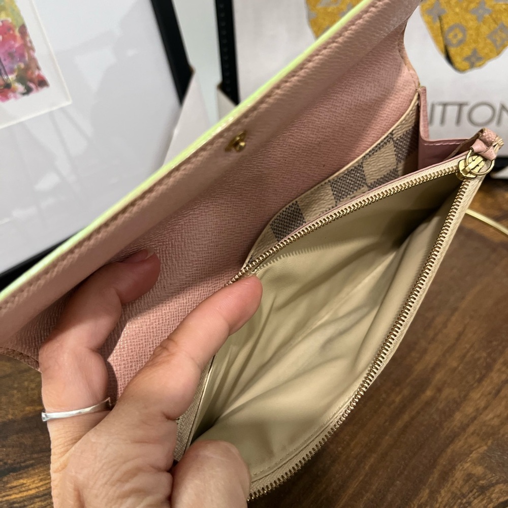 Louis Vuitton Damier Azur Emilie Wallet w/ Pink/Green! - Picture 9 of 11